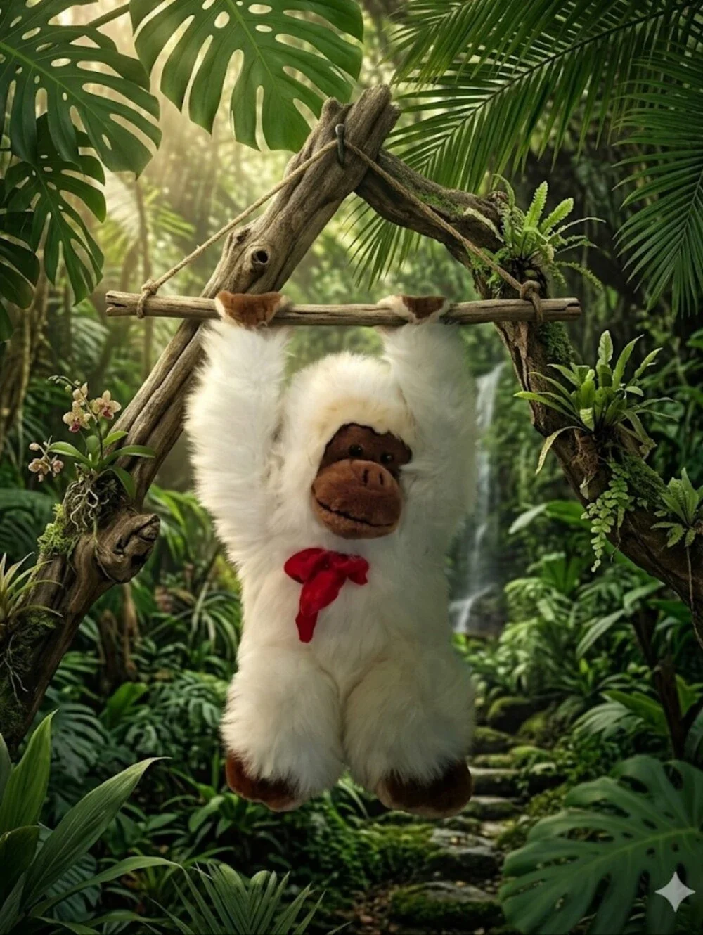 White gorilla ape stuffed animal hanging Goffa Plush Zoo